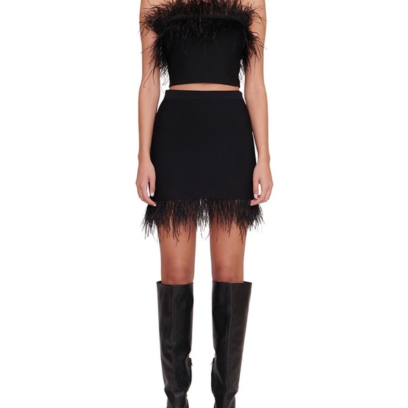 STAUD Tops - Staud Nellie Feather Trim Bandeau Top